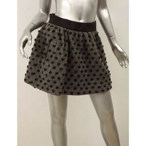 OPENING CEREMONY Med Wool Black Gray Polka-Dot Textured A-Line Mini Short Skirt